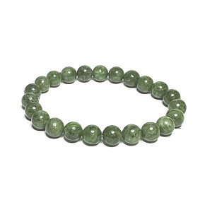 Diopsid náramok elastický prírodný kameň, guľa 8 mm / 16-17 cm, dvojitý čistiaci kameň