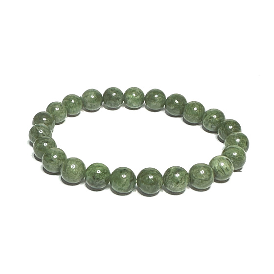Diopsid náramok elastický prírodný kameň, guľa 8 mm / 16-17 cm, dvojitý čistiaci kameň