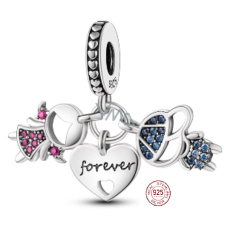 Prívesok zo striebra 925 Súrodenci Dcéra Syn 3v1, prívesok na náramok rodina