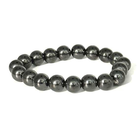 Magnetovec zoštíhľujúci magnetický náramok elastický prírodný kameň, gulička 10 mm / 16 - 17 cm