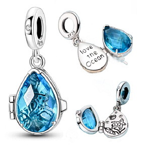 Charm Sterlingové stříbro 925 Love the Ocean – kapka moře, svoboda a ochrana, přívěsek na náramek moře