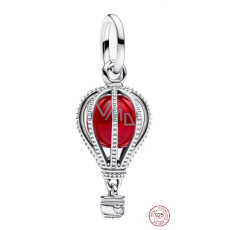 Charm Sterlingové stříbro 925 Horkovzdušný balón Murano červené, přívěsek na náramek cestování