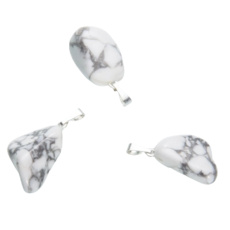 Magnezit / Howlit biely prívesok prírodný kameň, 2,2-3 cm, 1 kus, čistiaci kameň