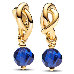 Charm Striebro 925 Prepletený fazetovaný kruh večnosti modrý tmavý, prívesok na náramok symbol žiari