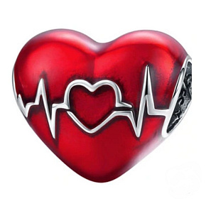 Prívesok zo striebra 925 Červené srdce bijúce srdce, korálik na náramku lásky