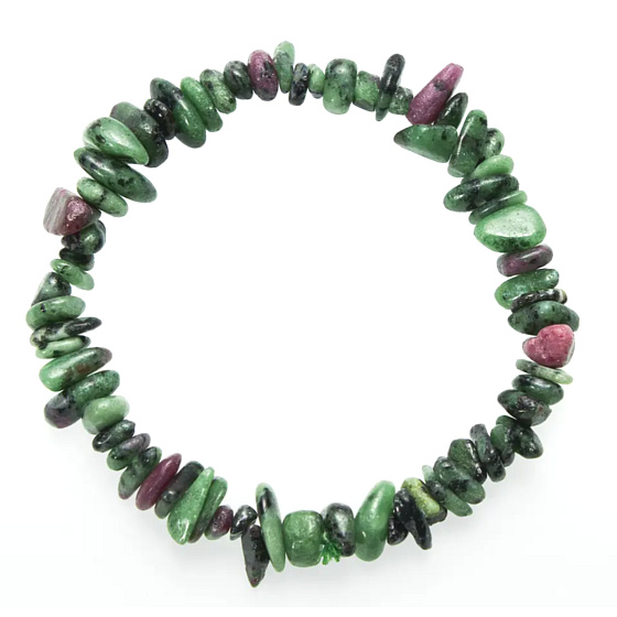 Anyolit / Rubín v Zoisite náramok elastický sekaný prírodný kameň 19 cm, harmónia, samostatné rozhodovanie