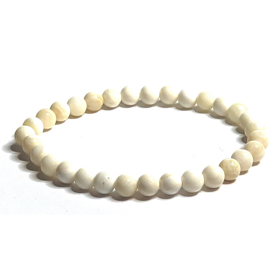Elastický náramok z prírodnej slonoviny, guľôčka 6 mm / 16 - 17 cm
