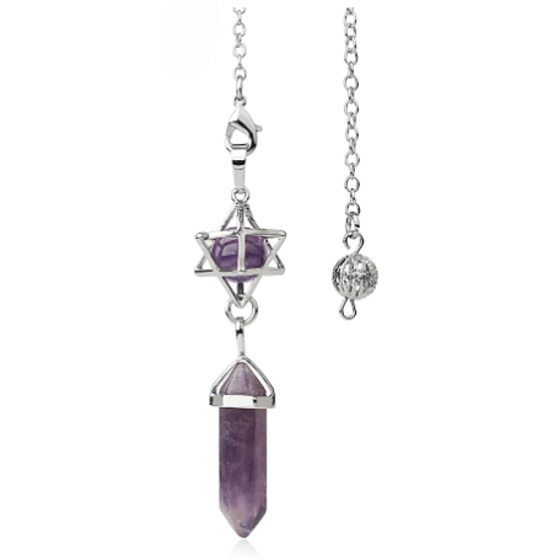 Ametyst Merkaba + kyvadlo, prívesok z prírodného kameňa 71 x 8 x 8 mm, , kameň kráľov a biskupov