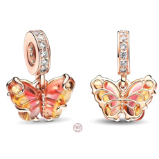 Prívesok na náramok zo striebra 925 Sloboda ako motýľ Muránske sklo