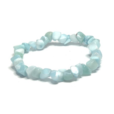 Larimar Troml náramok elastický prírodný kameň z lesklých a zaoblených kameňov 3 - 5 mm / 16 - 17 cm, kameň bájnej Atlantídy