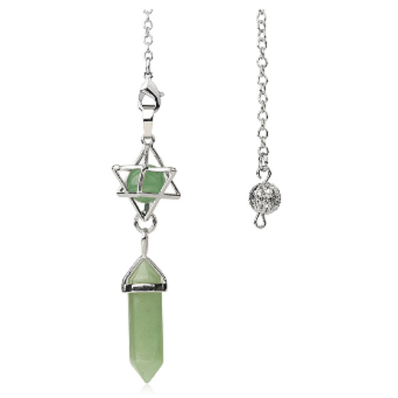 Avanturin Merkaba + kyvadlo, prívesok z prírodného kameňa 71 x 8 x 8 mm, kameň pre šťastie