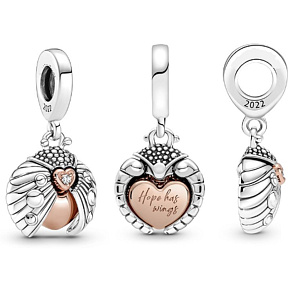 Šarm Striebro 925 Beruška a srdce, prívesok na náramok so zvieratami
