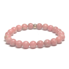 Thulit náramok elastický prírodný kameň, guľôčka 8 mm /16-17 cm, ochrana kameňa