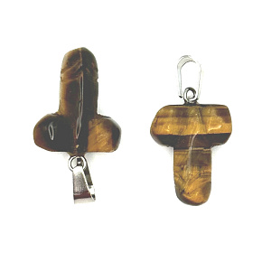 Tigrie oko Penis pre šťastie, prívesok z prírodného kameňa, ručne brúsený, cca 11 x 22 mm, kameň slnka a zeme, prináša šťastie a bohatstvo