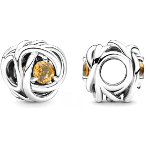 Prívesok Striebro 925 Nekonečný kruh večnosti November medovo žltý, korálik na náramok
