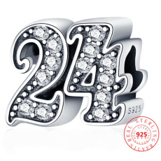 Prívesok Striebro 925 24. výročie, korálik na náramku