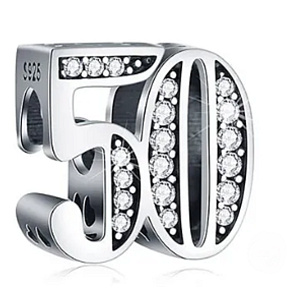 Prívesok Striebro 925 50. výročie, korálik na náramku Prívesok Striebro 925 50. výročie, korálik na náramku