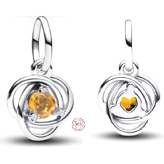 Prívesok zo striebra 925 Yellow eternity circle November, prívesok na náramku symbol