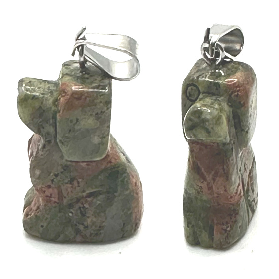 Unakit Prívesok pes prírodný kameň, ručne brúsená figúrka 1,8 x 2,5 x 8 mm, kameň osobného rastu a vízie