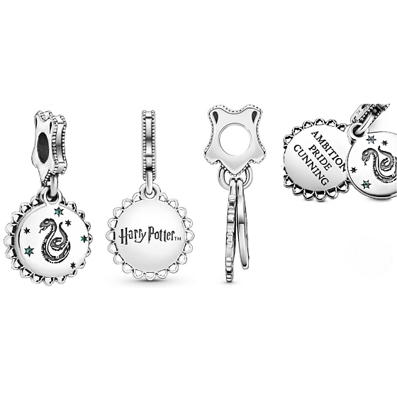 Charm Harry Potter - Zmijozel + zirkón, prívesok na náramok 2v1