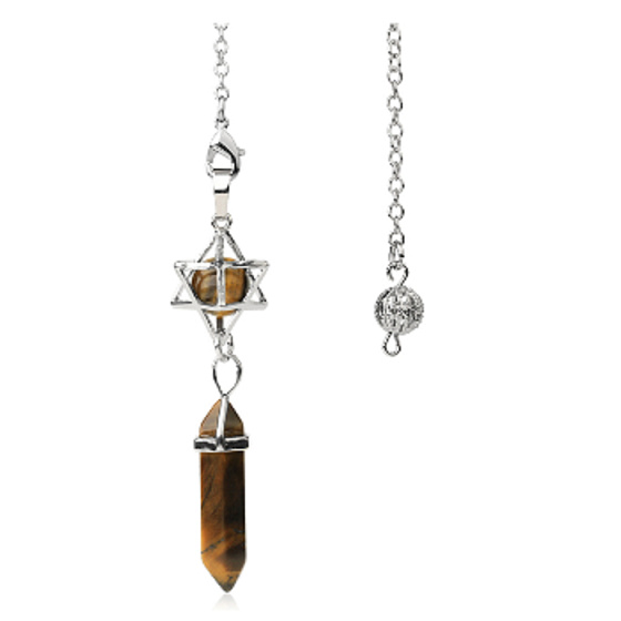 Tigrie oko Merkaba + kyvadlo, prívesok z prírodného kameňa 71 x 8 x 8 mm