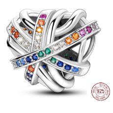 Striebro 925 Omotané srdcové korálky na náramku láska