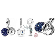 Strieborný prívesok 925 Galaxie a strom 2v1, prívesok na náramok lásky Strieborný prívesok 925 Galaxie a strom 2v1, prívesok na náramok lásky