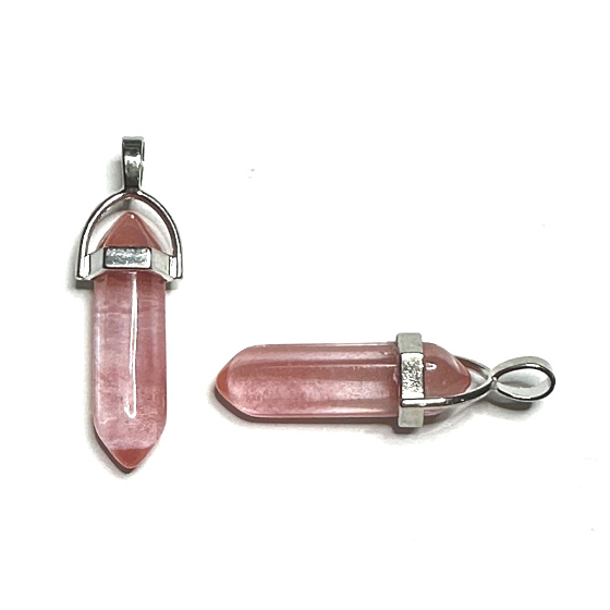 Krištáľ ružový Kyvadlo šesťhran prívesok prírodný kameň 41 x 13 mm, kameň kameňov