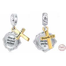 Striebro 925 Náboženské kúzla Príslovia 4:23, prívesok 2v1 na náramok