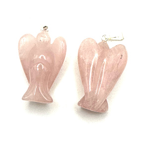 Ružový anjel prívesok Ochranca prívesok prírodný kameň 25 mm, kameň lásky