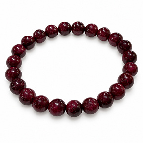 Rubínový náramok Oheň lásky – hladké guľôčky 7,8–8,5 mm / 16–17 cm | AAA