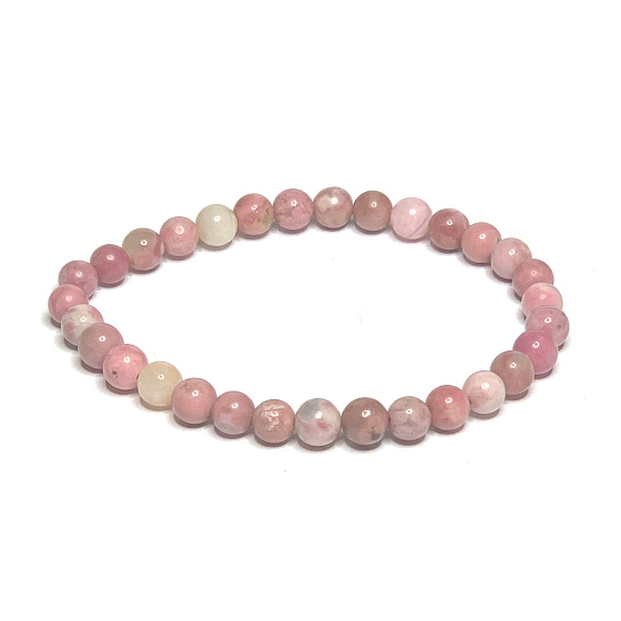 Rodonitový náramok elastický prírodný kameň, guľôčka 6 mm / 16 - 17 cm, kameň odpustenia
