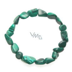 Malachitový náramok elastický sekaný prírodný kameň 19 cm, kameň želania