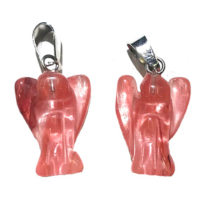 Krištáľovo ružový prívesok Anjel strážca prírodný kameň ručne brúsený 2 - 2,2 cm, kameň z kameňov