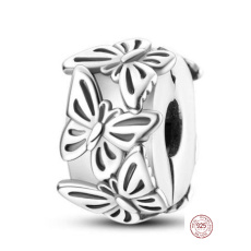 Strieborný prívesok 925 Motýľ poézia, zátka, klip korálek na náramok zviera