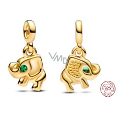 Strieborný prívesok 925 Slon - Mini medailón s kráľovským zeleným krištáľom, prívesok na náramok Strieborný prívesok 925 Slon - Mini medailón s kráľovským zeleným krištáľom, prívesok na náramok