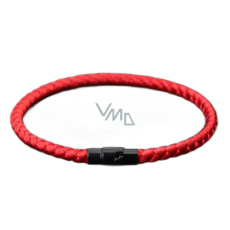 Lanový Magnetický náramek – červený 20,5 cm x 4 mm, unisex