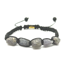 Tanzanitový náramok zo surového prírodného kameňa, ručne pletený, nastaviteľná veľkosť