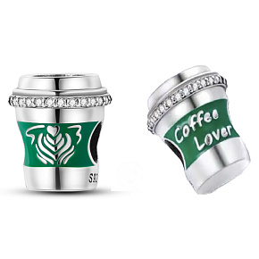 Prívesok Striebro 925 Pre milovníkov kávy - šálka kávy, korálik na náramok, jedlo a pitie