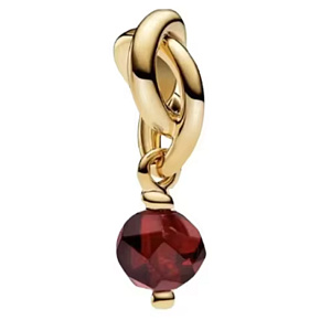 Charm Striebro 925 Prepletený fazetovaný kruh večnosti červený tmavý, prívesok na náramok symbol január