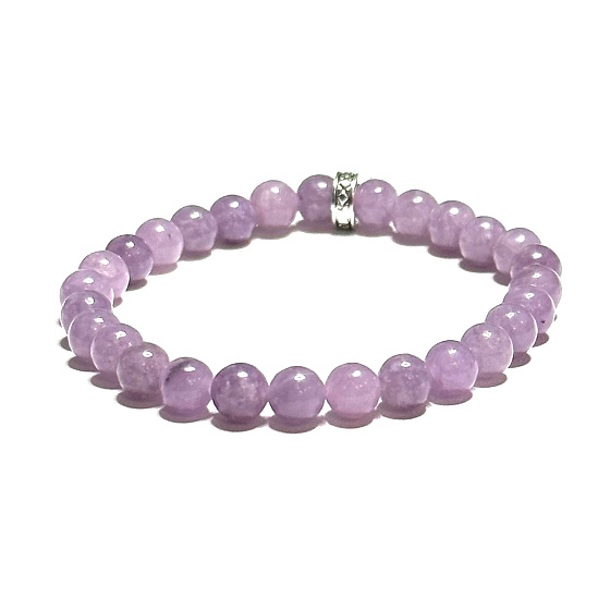Lepidolit ružový náramok elastický prírodný kameň, guľôčka 6 mm / 16 - 17 cm, amulet pre športovcov