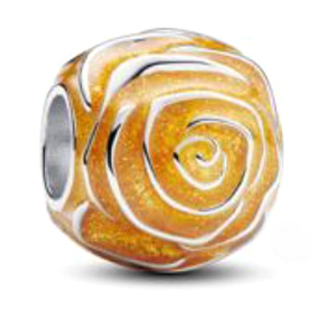 Charm Striebro 925 Žltá ruža v kvete, korálka na náramok príroda Charm Striebro 925 Žltá ruža v kvete, korálka na náramok príroda