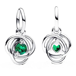 Strieborný šarm 925 Zelený kruh večnosti Máj, prívesok na náramku symbol