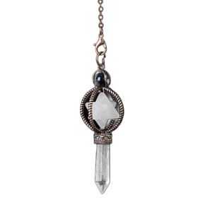 Quartz Merkaba kyvadlo + číry kremeň + bronz, prívesok z prírodného kameňa 7,7 cm, retiazka cca 26,5 cm