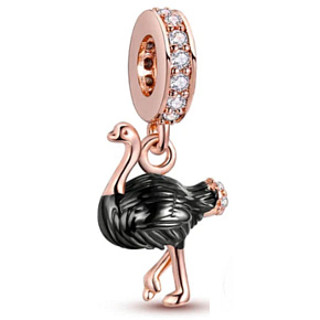 Šarm Striebro 925 Pštros pozlátený ružovým zlatom, prívesok na náramok Šarm Striebro 925 Pštros pozlátený ružovým zlatom, prívesok na náramok