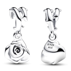 Prívesok zo striebra 925 Ruža v rozkvete, prívesok na náramok