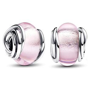 Prívesok Striebro 925 Ružový korálik z muránskeho skla na náramku symbol Prívesok Striebro 925 Ružový korálik z muránskeho skla na náramku symbol
