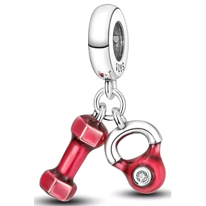 Prívesok Striebro 925 Cvičebné závažia - činka a kanvica 2v1, prívesok na náramku šport