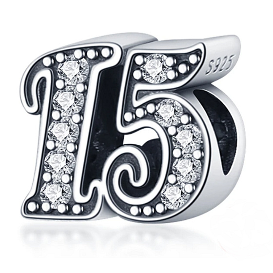 Prívesok Striebro 925 15. výročie, korálik na náramku