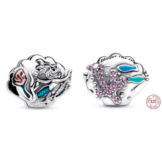 Striebro 925 Disney Malá morská víla Ariel, mušľa, korálik na náramok